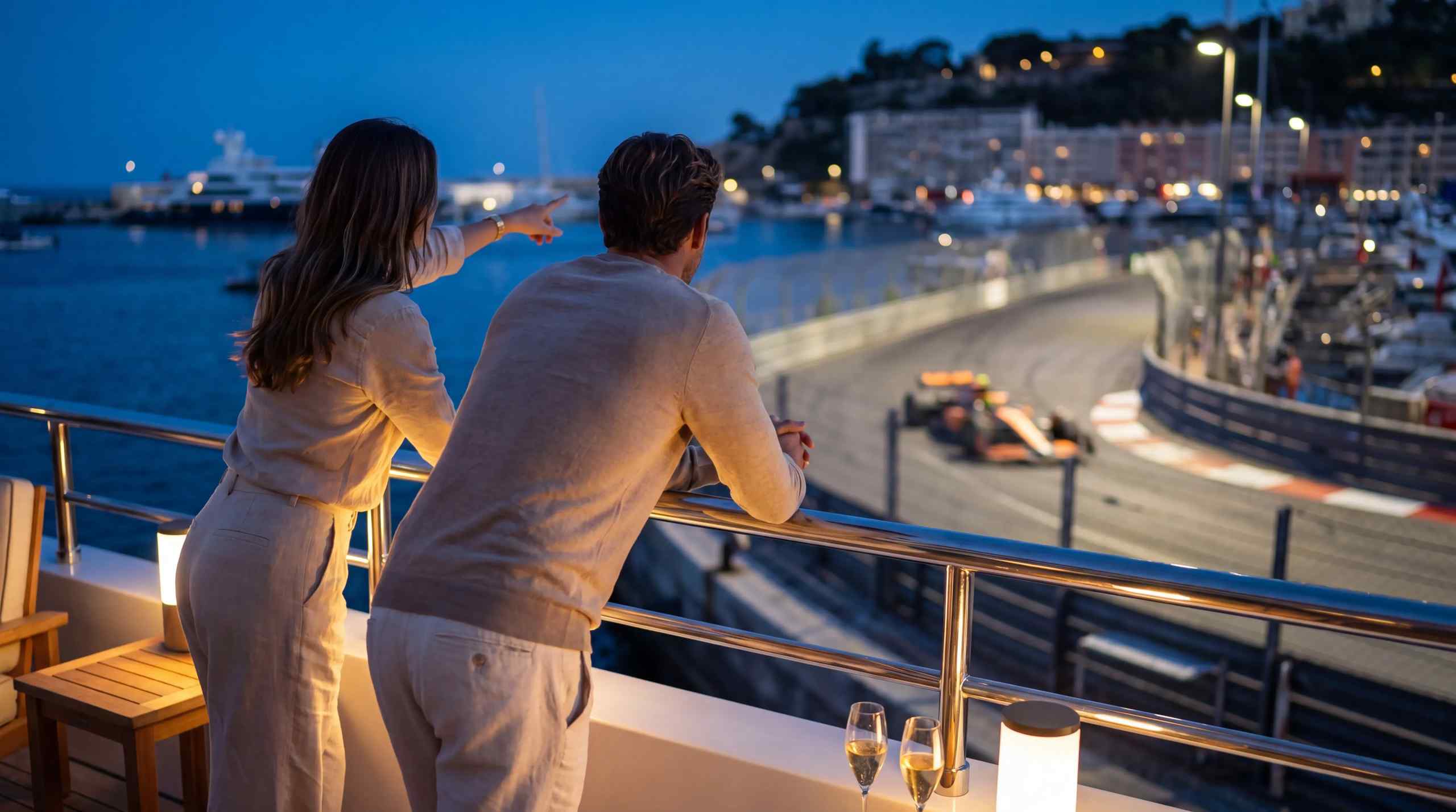 A couple watching F1 in Monaco.